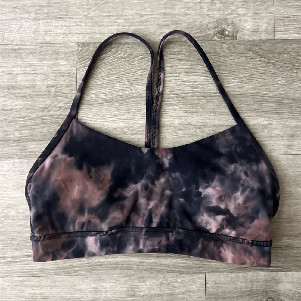 Lululemon Athletica Black and Brown Tie-Dye Sports Bra